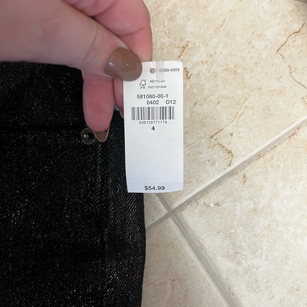 Black with Gold Sparkle Denim Jeans - Picture 3 of 4